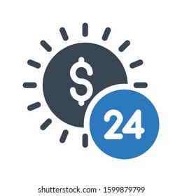 24 dollar vector glyph color icon 