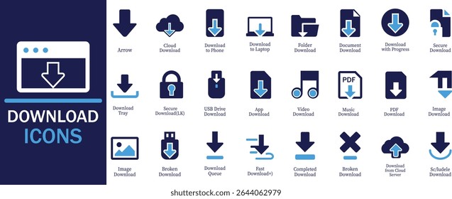 24 Download Icon Set .Fully customizable and scalable.