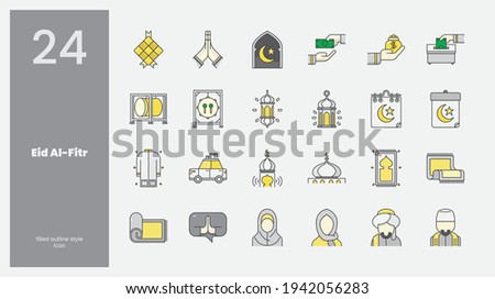 24 Eid Al-Fitr Filled Outline Sytle Icon Collection