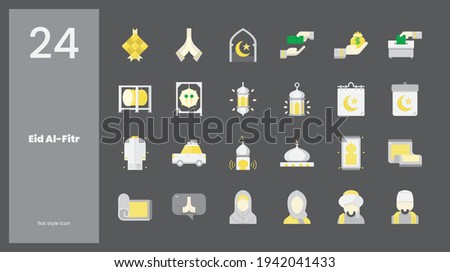 24 Eid Al-Fitr Outline Sytle Icon Collection