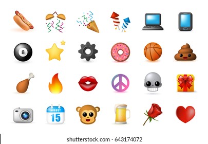 24 Emoticon On White Background Isolated Stock Vector (Royalty Free ...