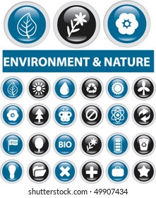 24 environment & nature glossy buttons. vector