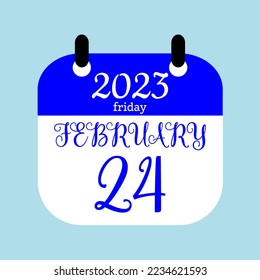 24 February 2023. Icon calendar day. Days of the year. Vector illustration sign label. Paper Calender design background.