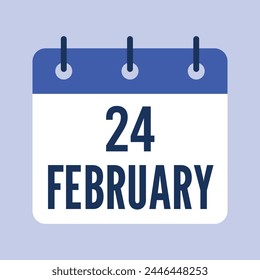 24 February Calendar. Grey Background. Vector Calendar.