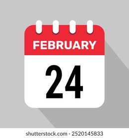 24 de febrero Diseño gráfico de fondo de Ilustración vectorial de iconos de calendario.