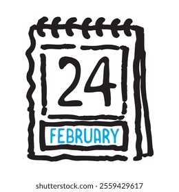 24 February date calendar - A simple yet elegant line art illustration of a date calendar captures the essence of organization and timekeeping. The clean lines and minimalistic design 