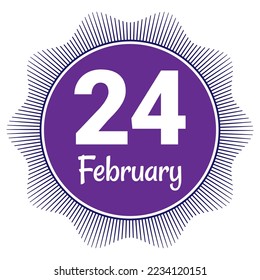 24 de febrero, plantilla Fecha. Diseño útil para la promoción de calendarios o eventos. Ilustración vectorial Archivo EPS 10. Aislado sobre fondo blanco. 