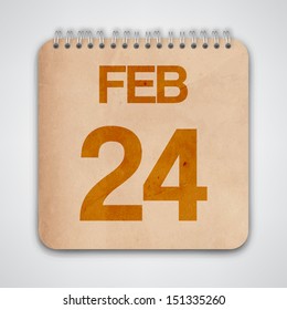 24 February on Old Notebook Vector 