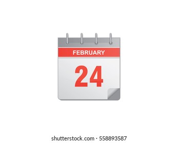 24 February red calendar vector illustration on white background