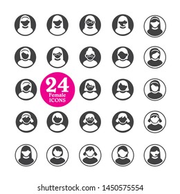 24 Female icon set vector illustration