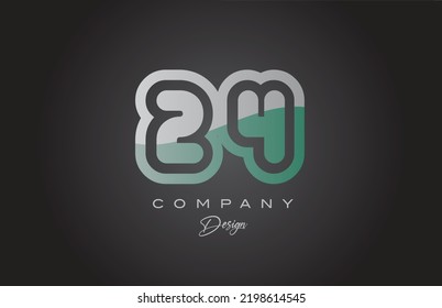 24 Logo-Design für grüne graue Zahlen. Kreative Vorlage für Unternehmen und Unternehmen