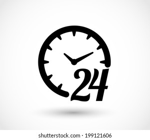 24 H Clock Icon Vector