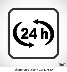 24 h icon - black vector illustration