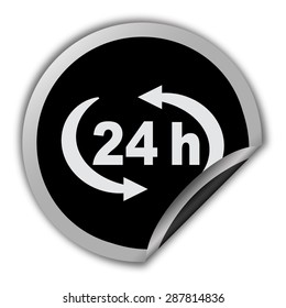 24 h icon - round vector sticker