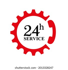 24 h service icon on white background