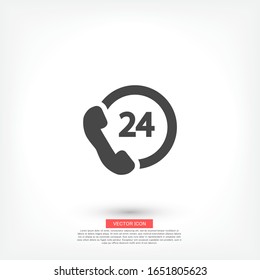 24 h support Icon in trendy flat style isolated on 24 h support background. Time symbol for your web site design, logo, app, UI. Vector illustration, EPS 10 24 h support