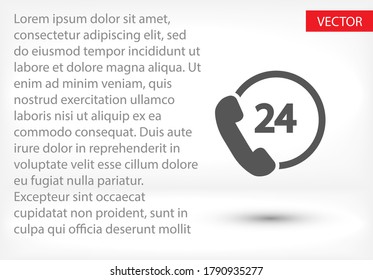  Icono de 24 h de soporte en estilo plano moderno aislado en 24 h de fondo de soporte. Símbolo de tiempo para el diseño del sitio web, logotipo, aplicación, interfaz de usuario. Ilustración del vector, soporte EPS 10 24 h