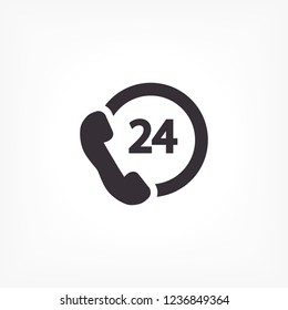  24 h support. icon. Vector Eps 10