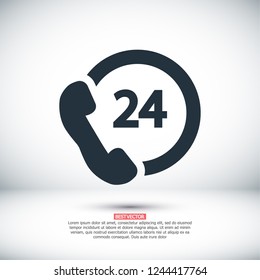  24 h support. icon. Vector Eps 10