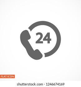  24 h support. icon. Vector Eps 10