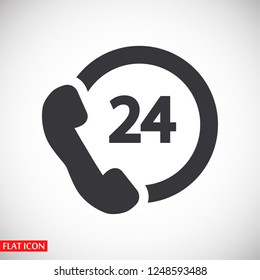  24 h support. icon. Vector Eps 10