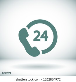  24 h support. icon. Vector Eps 10