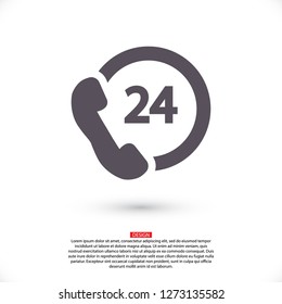 24 h support. icon. Vector Eps 10