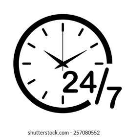 24 H vector icon - black illustration