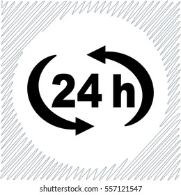 24 h vector icon - black  illustration