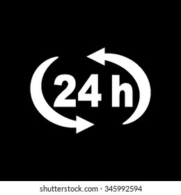 24 h vector icon isolated on black