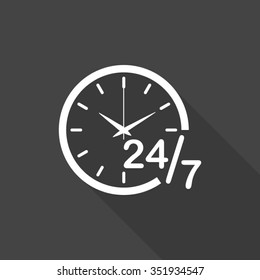 24 h vector icon with long shadow