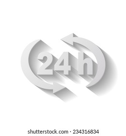 24 h vector icon - paper illustration