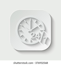 24 h vector icon - paper illustration
