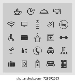 24 hotel icon line set modern illustration