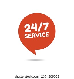 24 hour 7 day service available support. Service clock logo tag icon