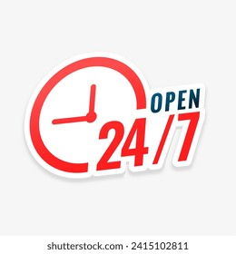 24 hour and 7 days always open template for communication or convenience vector