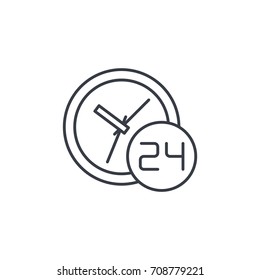 24 hour, around the clock, day and night thin line icon. Linear vector illustration. Pictogram isolated on white background
