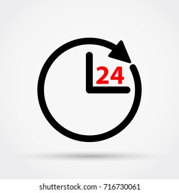 24 hour assistance, clock vector icon.