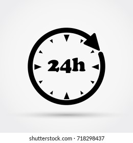 24 hour assistance, clock vector icon.