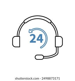 24 hour assistance concept line icon. Simple element illustration. 24 hour assistance concept outline symbol design.