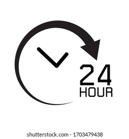 24 hour assistance , Time,clock Icon Isolated on White Background.Vector Illustration EPS 10.