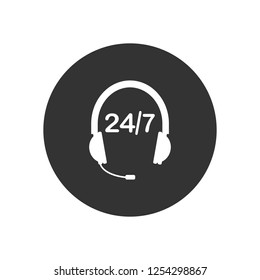 24 hour call center icon. Vector illustration, flat design.