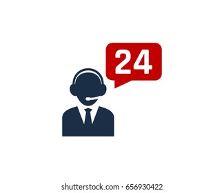 24 Hour Call Center Icon Logo Design Element