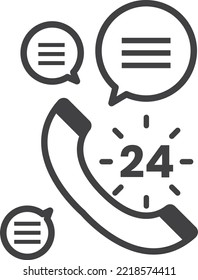 24 hour call center illustration in minimal style isolated on background