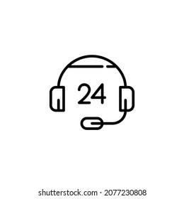 24 hour call center. Technical support or online store hotline help desk. Pixel perfect, editable stroke icon