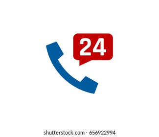 24 Hour Call Icon Logo Design Element