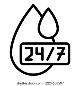 24 hour car wash icon outline vector. Auto service. Clean window