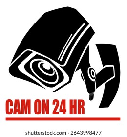 24 Hour CCTV Camera Symbol with White Background