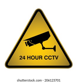 24 hour CCTV recording in operation sign - Vector