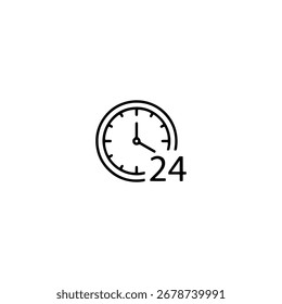 Diseño de Vector plano de icono de reloj de 24 horas.
